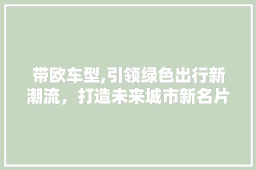 带欧车型,引领绿色出行新潮流，打造未来城市新名片