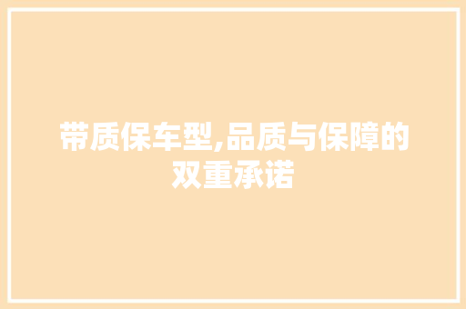 带质保车型,品质与保障的双重承诺