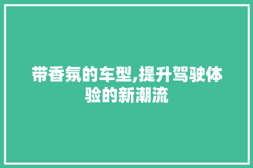 带香氛的车型,提升驾驶体验的新潮流