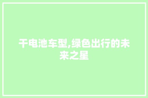 干电池车型,绿色出行的未来之星