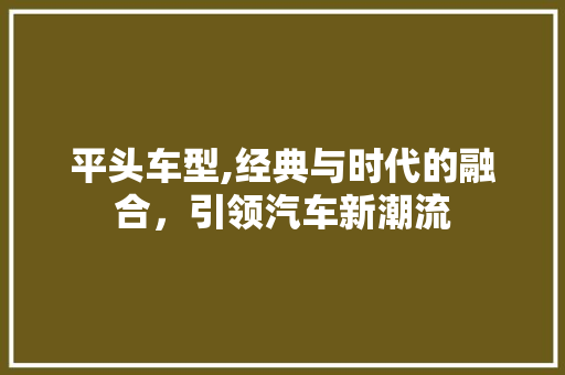 平头车型,经典与时代的融合，引领汽车新潮流