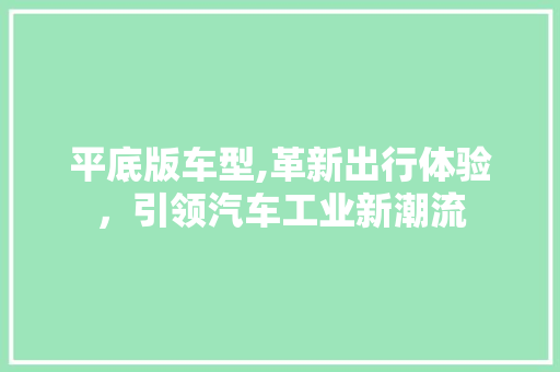 平底版车型,革新出行体验，引领汽车工业新潮流