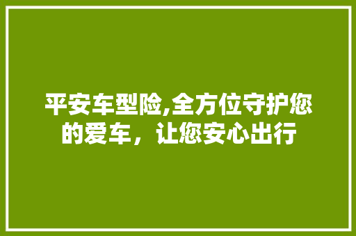 平安车型险,全方位守护您的爱车，让您安心出行