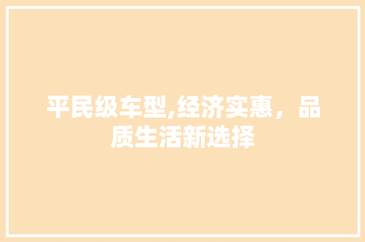 平民级车型,经济实惠，品质生活新选择