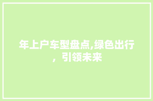 年上户车型盘点,绿色出行，引领未来