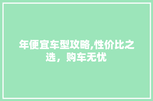 年便宜车型攻略,性价比之选，购车无忧