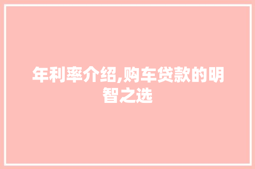 年利率介绍,购车贷款的明智之选