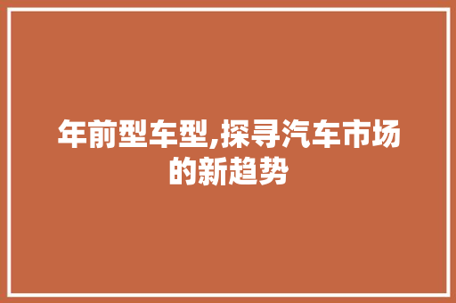 年前型车型,探寻汽车市场的新趋势
