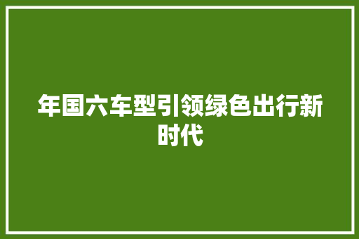 年国六车型引领绿色出行新时代