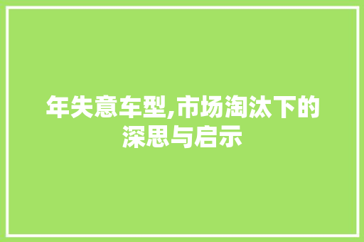年失意车型,市场淘汰下的深思与启示