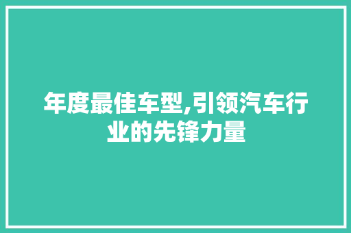 年度最佳车型,引领汽车行业的先锋力量