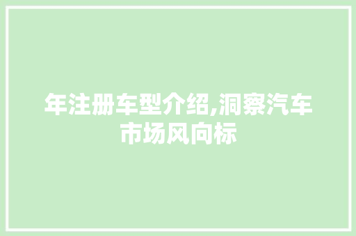 年注册车型介绍,洞察汽车市场风向标