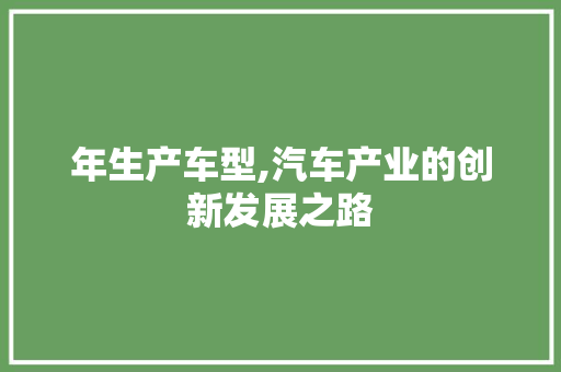 年生产车型,汽车产业的创新发展之路