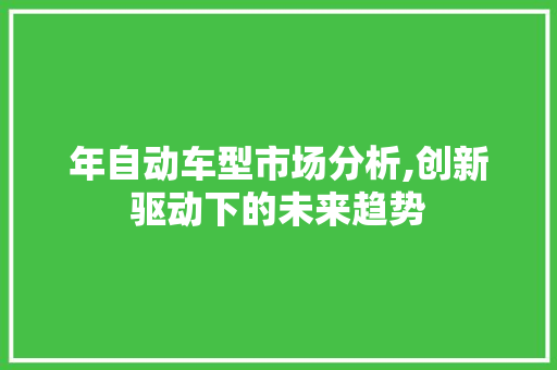 年自动车型市场分析,创新驱动下的未来趋势
