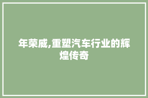 年荣威,重塑汽车行业的辉煌传奇