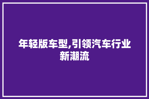 年轻版车型,引领汽车行业新潮流