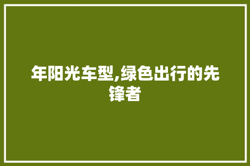 年阳光车型,绿色出行的先锋者