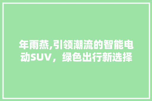 年雨燕,引领潮流的智能电动SUV，绿色出行新选择