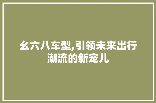 幺六八车型,引领未来出行潮流的新宠儿