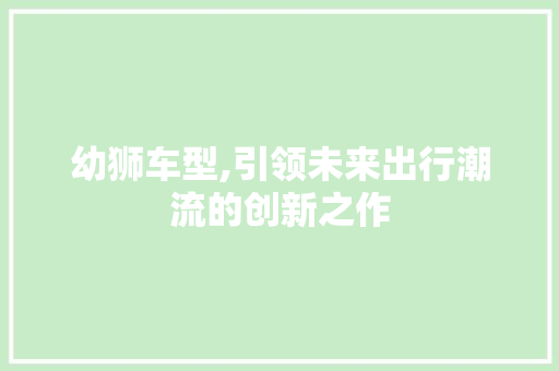幼狮车型,引领未来出行潮流的创新之作