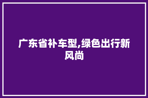 广东省补车型,绿色出行新风尚