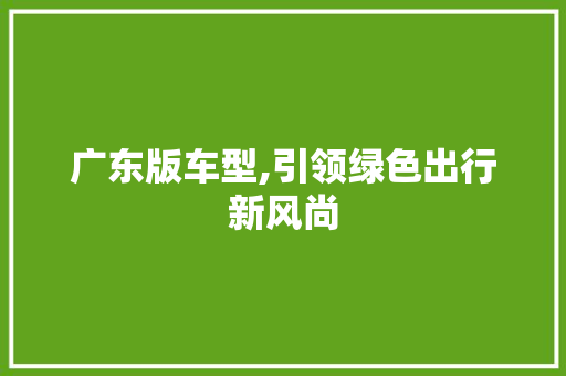 广东版车型,引领绿色出行新风尚