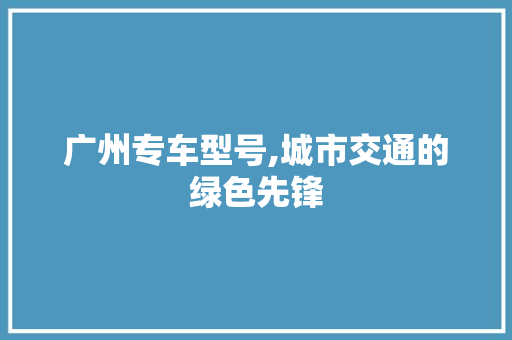广州专车型号,城市交通的绿色先锋