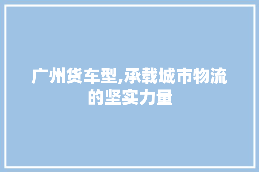 广州货车型,承载城市物流的坚实力量