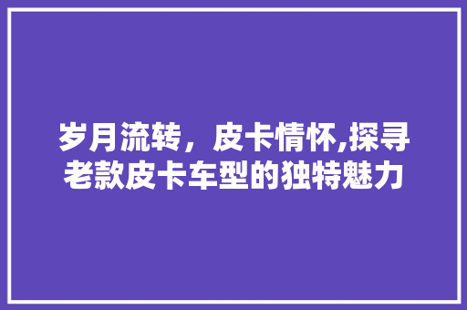 岁月流转，皮卡情怀,探寻老款皮卡车型的独特魅力