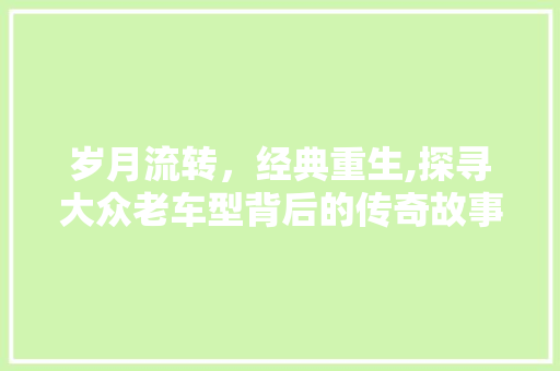 岁月流转，经典重生,探寻大众老车型背后的传奇故事