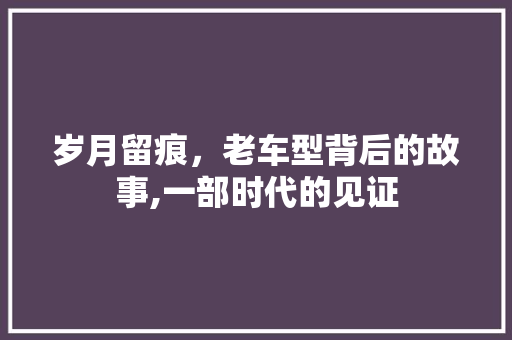 岁月留痕，老车型背后的故事,一部时代的见证