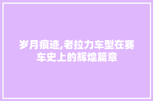 岁月痕迹,老拉力车型在赛车史上的辉煌篇章