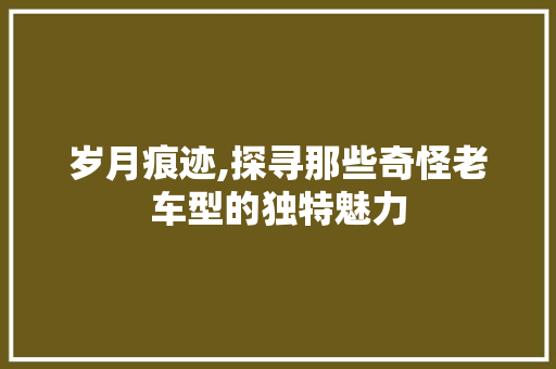 岁月痕迹,探寻那些奇怪老车型的独特魅力
