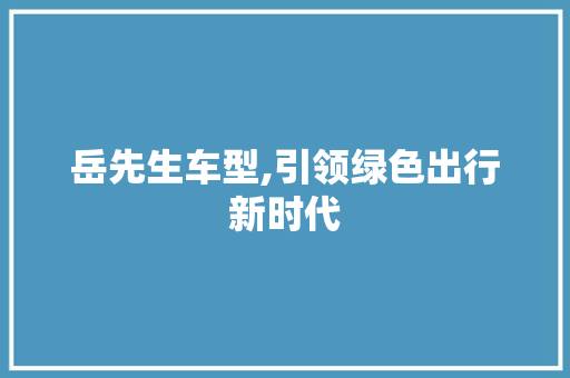 岳先生车型,引领绿色出行新时代