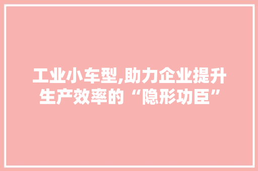 工业小车型,助力企业提升生产效率的“隐形功臣”