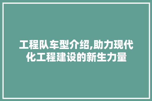 工程队车型介绍,助力现代化工程建设的新生力量