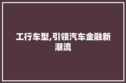 工行车型,引领汽车金融新潮流