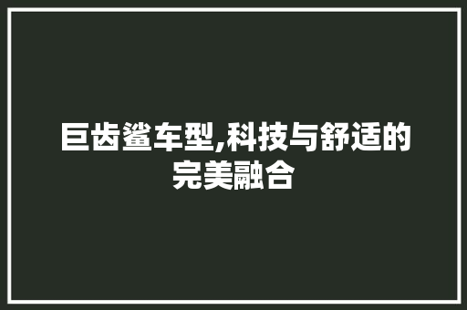 巨齿鲨车型,科技与舒适的完美融合
