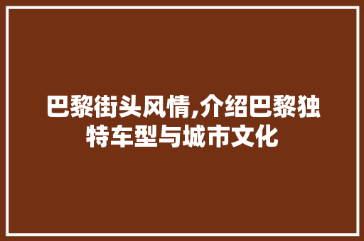 巴黎街头风情,介绍巴黎独特车型与城市文化