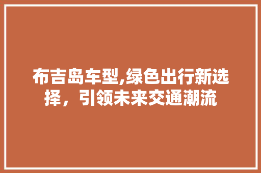 布吉岛车型,绿色出行新选择，引领未来交通潮流