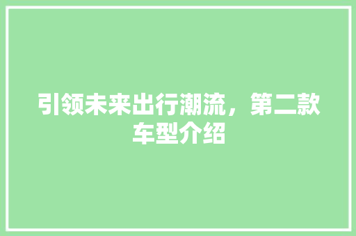 引领未来出行潮流，第二款车型介绍