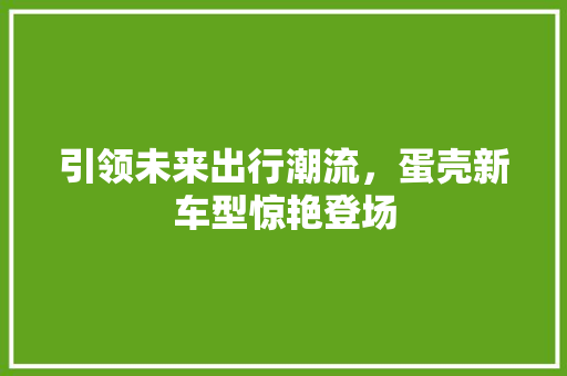 引领未来出行潮流，蛋壳新车型惊艳登场