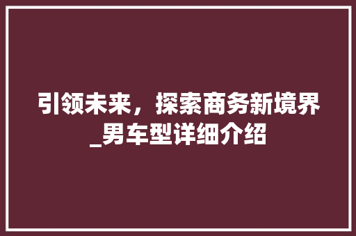 引领未来，探索商务新境界_男车型详细介绍