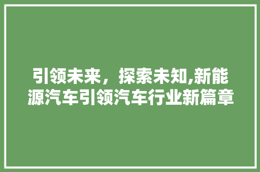 引领未来，探索未知,新能源汽车引领汽车行业新篇章