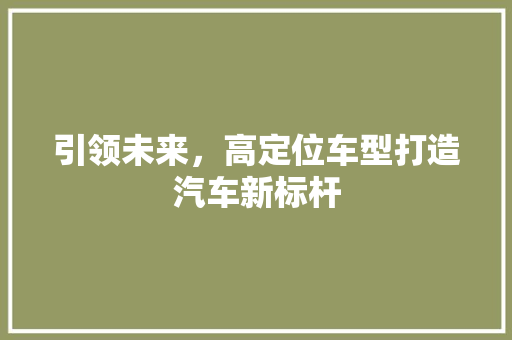 引领未来，高定位车型打造汽车新标杆
