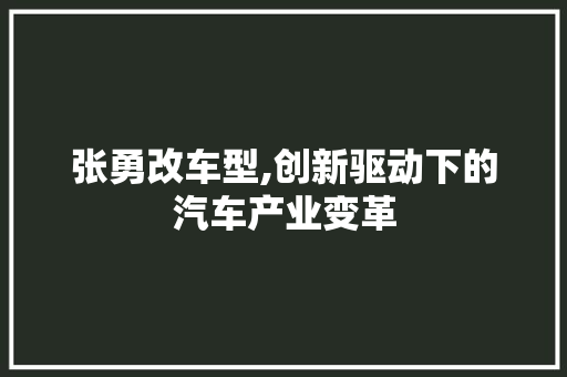 张勇改车型,创新驱动下的汽车产业变革