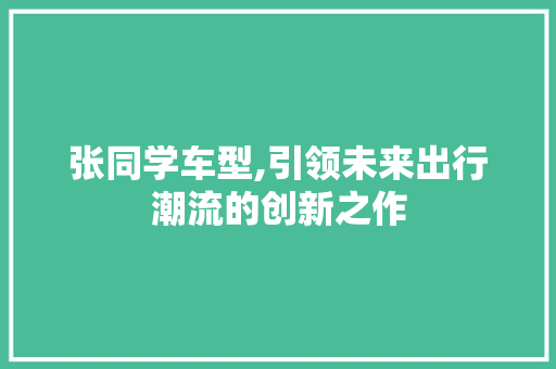 张同学车型,引领未来出行潮流的创新之作