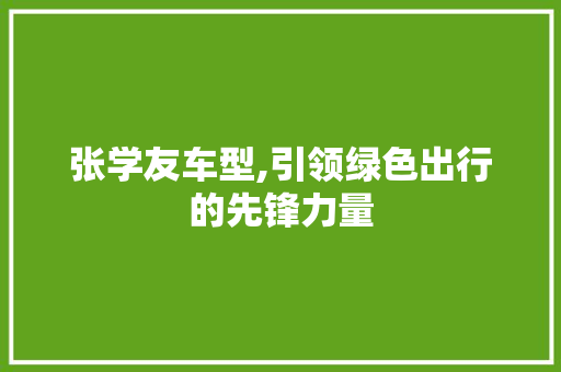 张学友车型,引领绿色出行的先锋力量