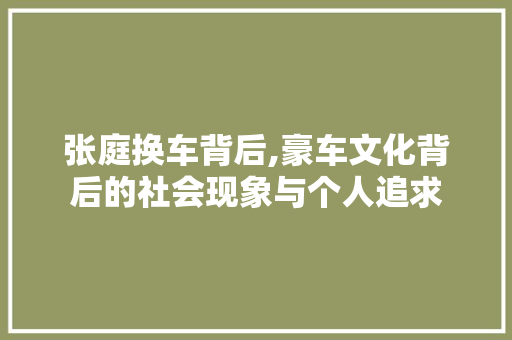 张庭换车背后,豪车文化背后的社会现象与个人追求