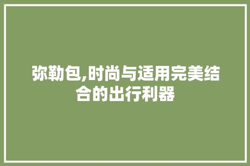 弥勒包,时尚与适用完美结合的出行利器